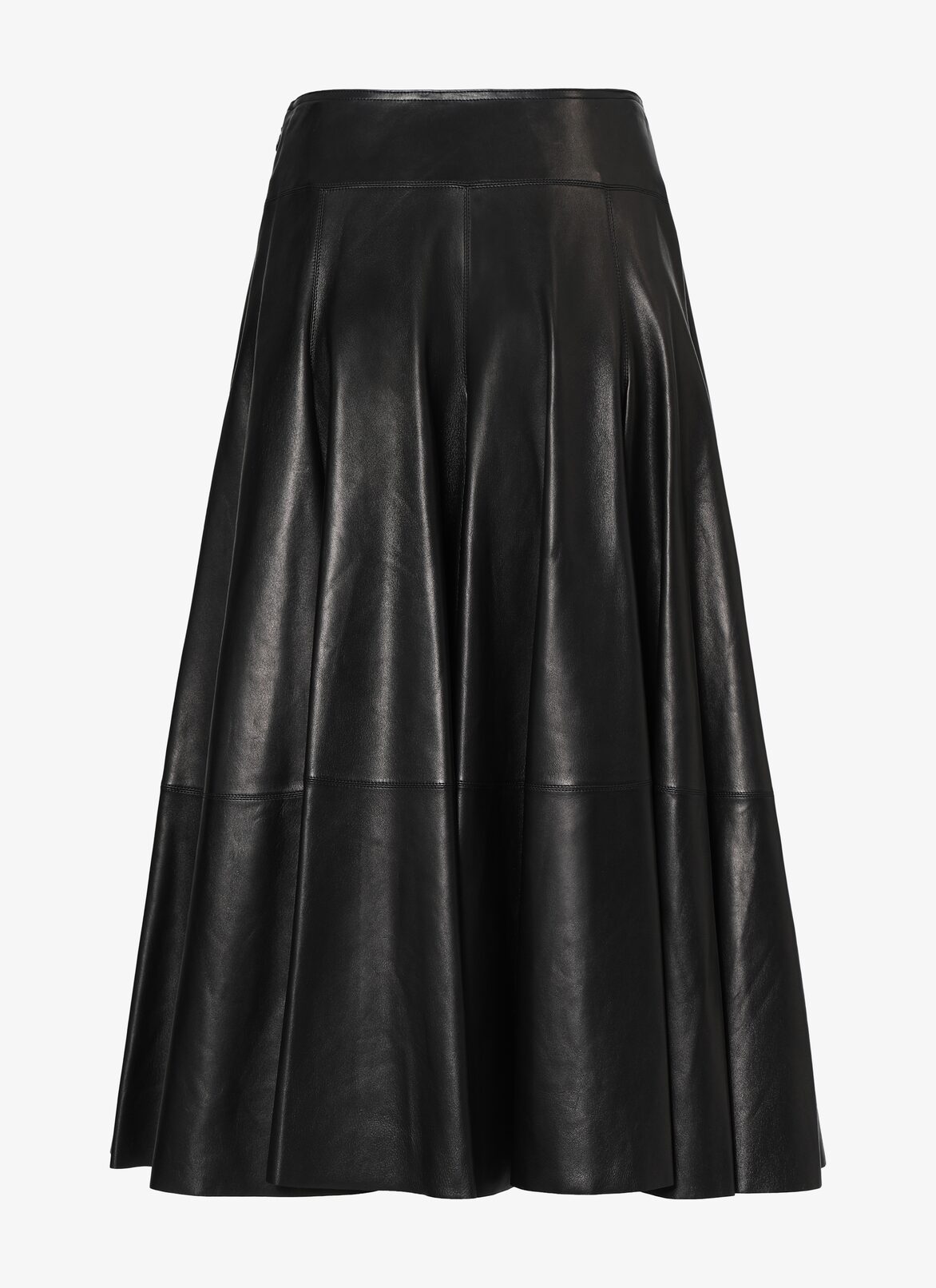 Long Flared Leather Skirt ALAÏA BLACK LONG FLARED LEATHER SKIRT